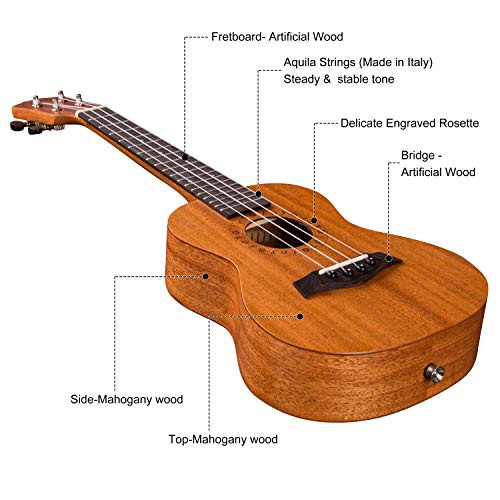Joyful 23" Concert Mahogany Ukulele Set, Natural