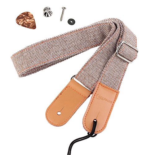 Adjustable Genuine Leather Ukulele Strap in Linen Brown