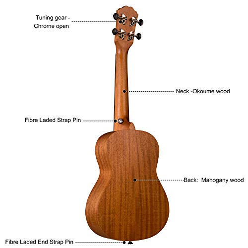 Joyful 23" Concert Mahogany Ukulele Set, Natural