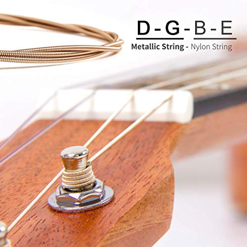 Kmise Baritone Ukulele Mahogany Uke DGBE Strap Picks