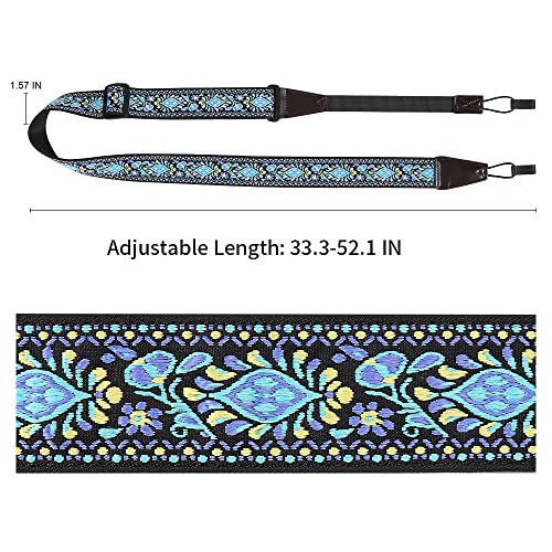 Blue Hawaiian Jacquard Ukulele Strap with J Hooks