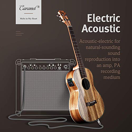 Caramel Zebrawood High Gloss Electric Tenor Ukulele Kit