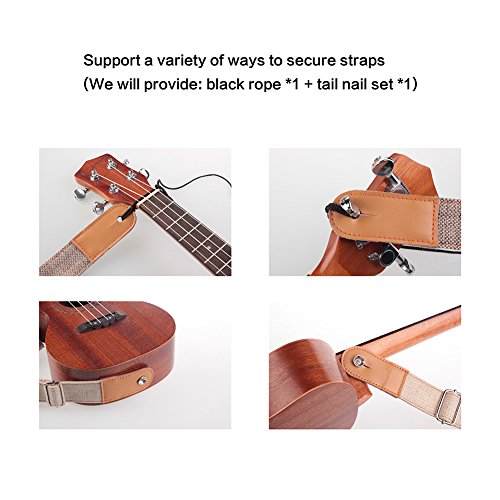 Adjustable Genuine Leather Ukulele Strap in Linen Brown
