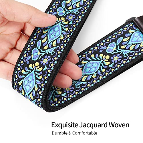 Blue Hawaiian Jacquard Ukulele Strap with J Hooks