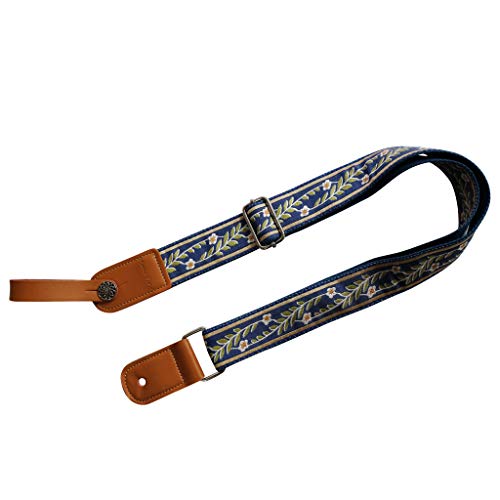 Vintage Blue Soft Meshbelt Ukulele Strap with Leather Locker