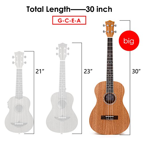 Kmise 30 Inch Mahogany Baritone Ukulele G-C-E-A