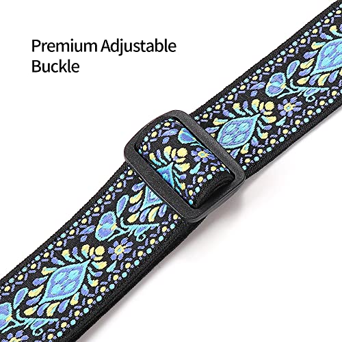 Blue Hawaiian Jacquard Ukulele Strap with J Hooks