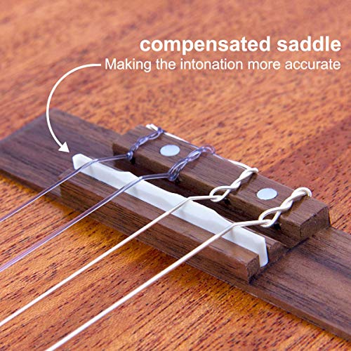 Kmise Baritone Ukulele Mahogany Uke DGBE Strap Picks