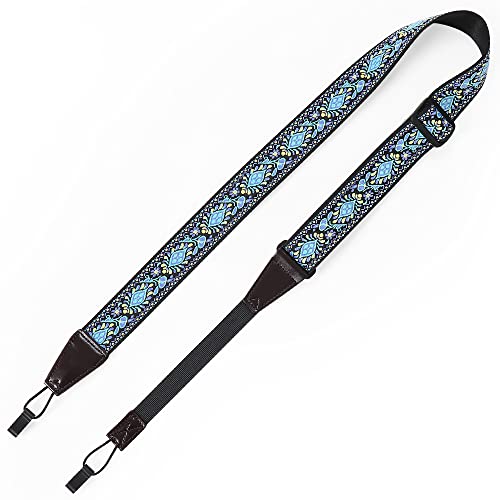 Blue Hawaiian Jacquard Ukulele Strap with J Hooks