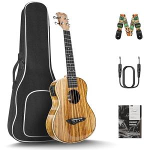 Caramel Zebrawood High Gloss Electric Tenor Ukulele Kit