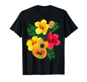 Hawaiian Ukulele Hibiscus Retro Uke Shirt