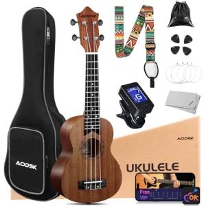 21-Inch Sapele Soprano Ukulele Kit for Beginners/Kids/Students