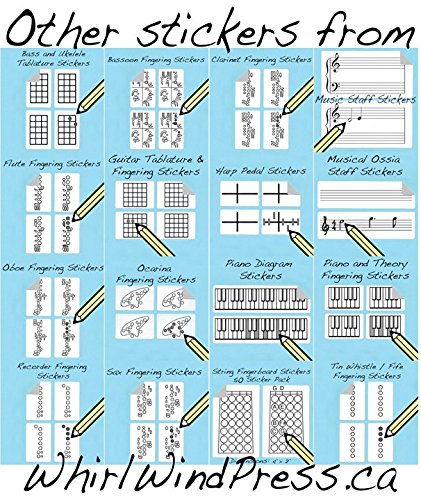 250 Pack Chord & Tab Fingering Stickers for Ukuleles