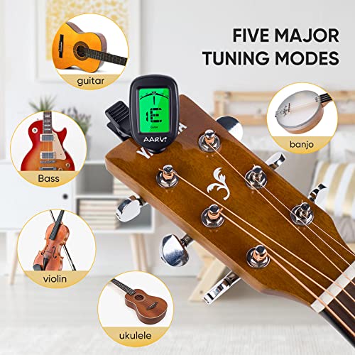 Clip-On Tuner: Multi-Instrument LCD Display, 4 Picks