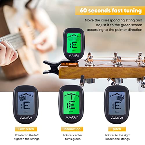 Clip-On Tuner: Multi-Instrument LCD Display, 4 Picks