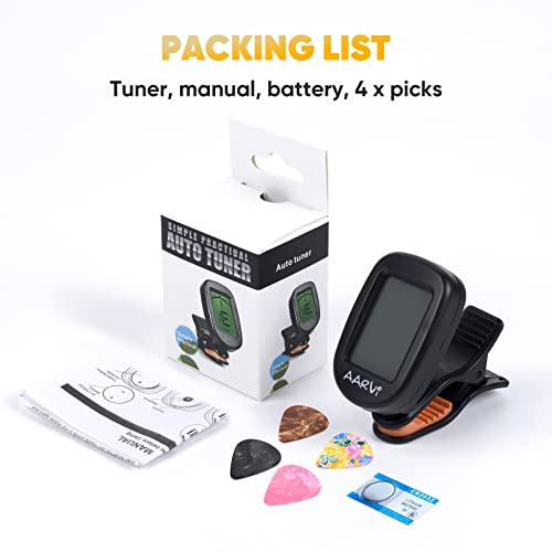 Clip-On Tuner: Multi-Instrument LCD Display, 4 Picks