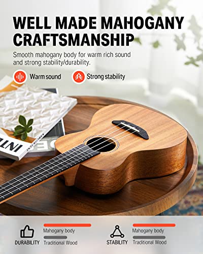 Donner Concert Ukulele Mahogany 23 Inch Uke Kit