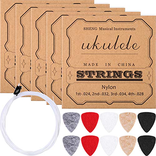 CHENGU Nylon Ukulele Strings & Felt Picks Set