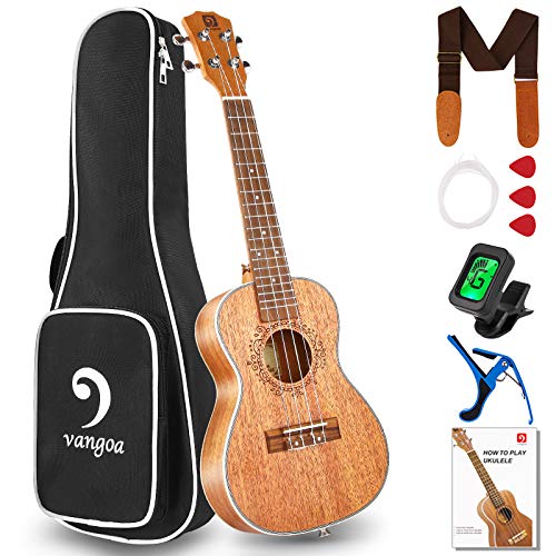 Vangoa 23" Mahogany Ukulele Bundle for Beginners & Pros