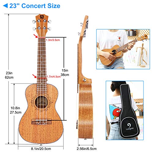 Vangoa 23" Mahogany Ukulele Bundle for Beginners & Pros