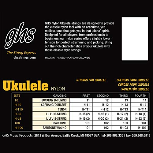 GHS Tenor Ukulele Black Nylon/Aluminum Strings