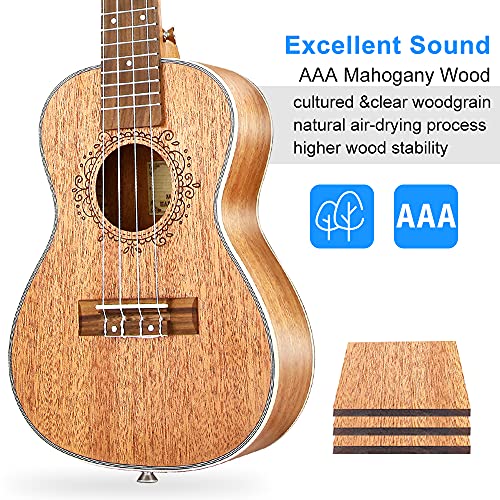 Tenor Ukulele 26" Mahogany Hawaiian Uke Bundle for Adults