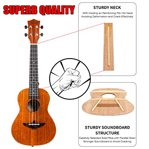 AKLOT 26 Inch Tenor Ukulele Bundle for Pros and Beginners