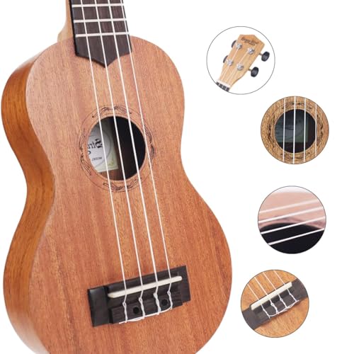 Beginner's Soprano Ukulele - Solid Mahogany 21" with Gig Bag