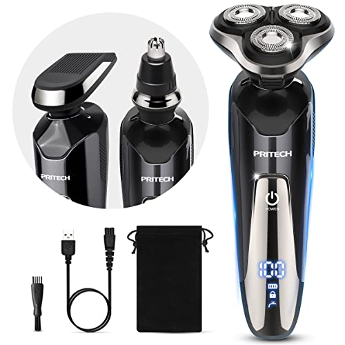 Electric Shavers Men Electric Razors for Men Face Shaver Electric Rechargeable Razor Cordless Shaver for Mens Razors Electric Mens Electric Razors for Shaving Rotary Shavers Waterproof Wet Dry PRITECH