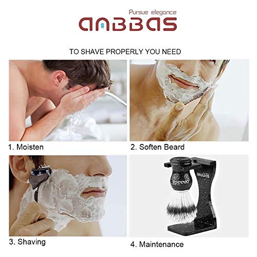 Anbbas 3IN1 Shaving Brush Set with Stand & Bowl