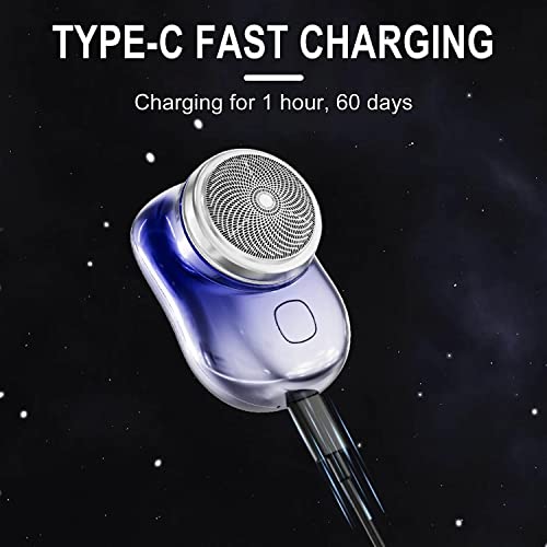 Electric Shavers for Men, Mini Shaver Portable Electric Shaver, USB Charging Portable Shaver Washable Electric Razor for Man, Easy One-Button Use for Home,Car,Travel (Silver)
