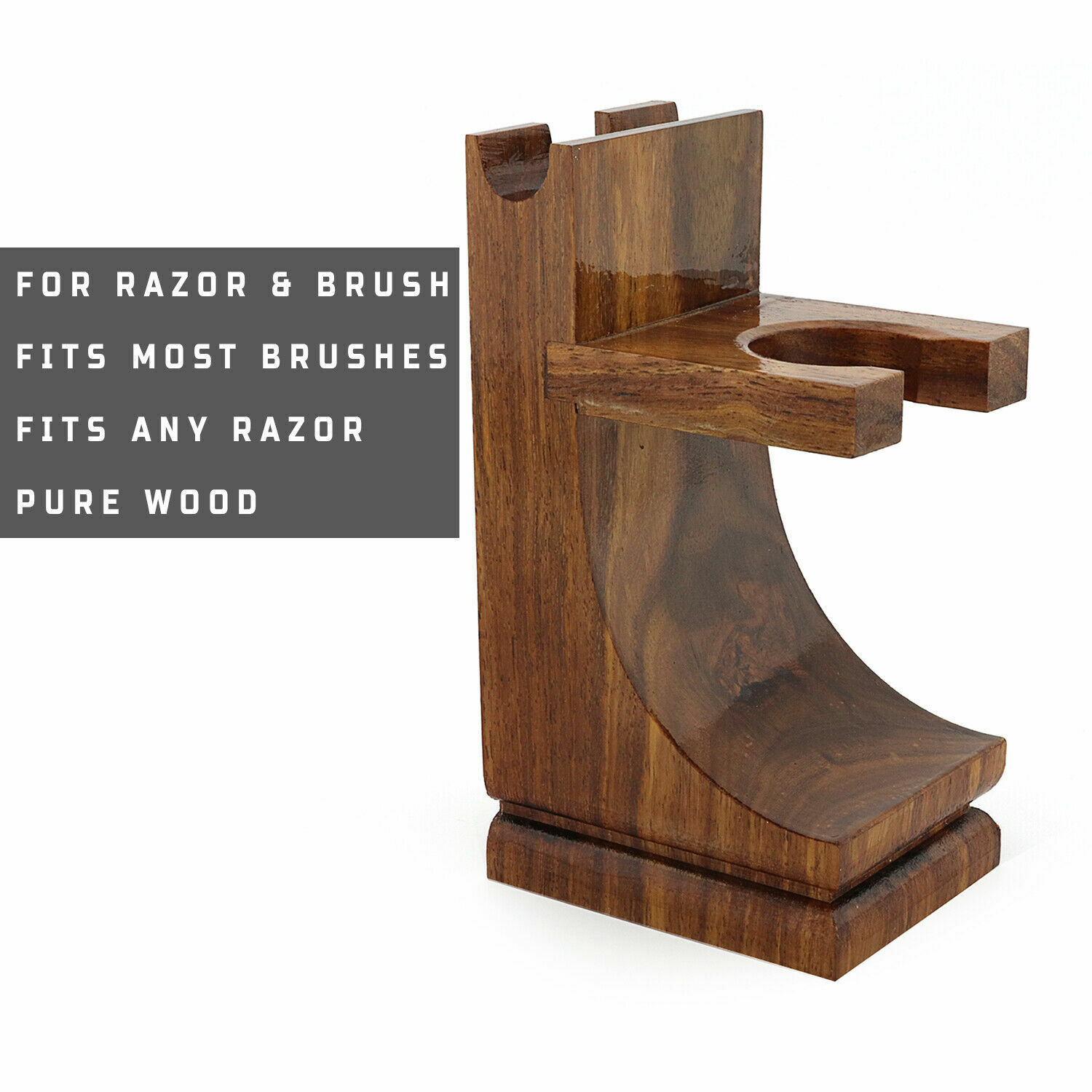 Vintage Wooden Stand for Safety Razor & Brush
