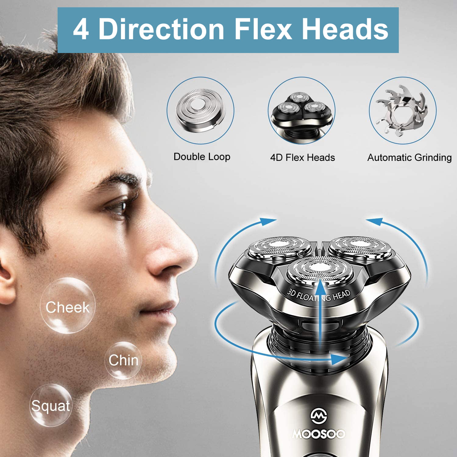Waterproof Electric Shaver for Men with Cleaning Station