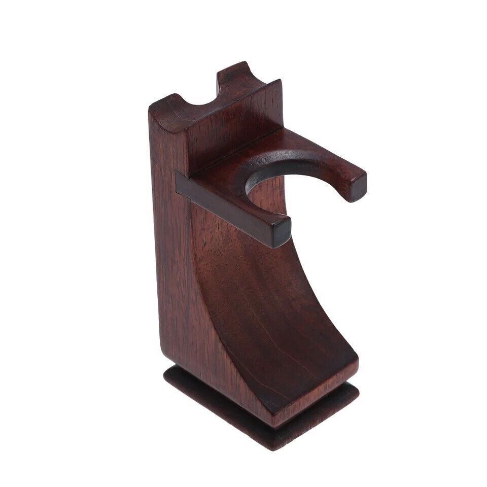 Walnut Wood Stand with Shaving Cup for Razor and Brush
