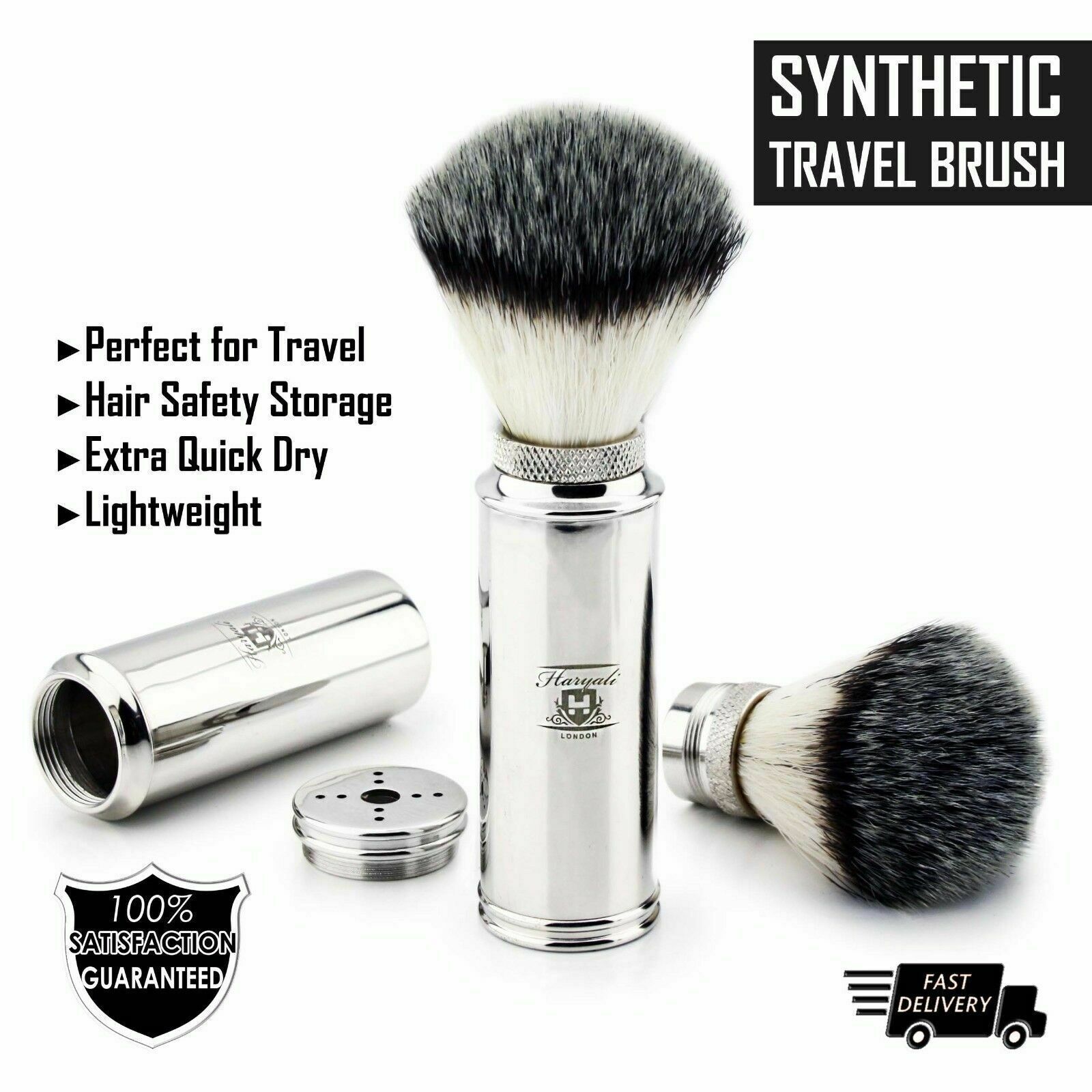 Compact Shaving Brush with Stainless Steel Handle