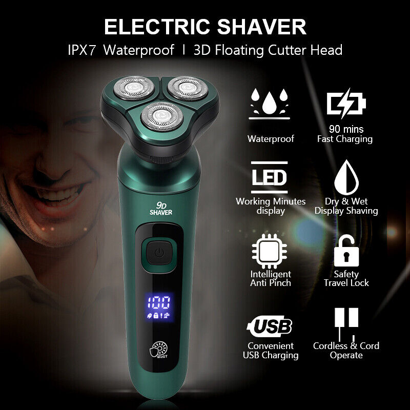 Rechargeable Mens Electric Shaver Razor Wet Dry