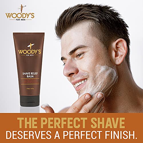 Woody's Shave Relief Balm, Heals and Calms Aftershave Skin Irritation, Nicks, Cuts, Burns, Moisturizing, Hydrating, 6 oz.