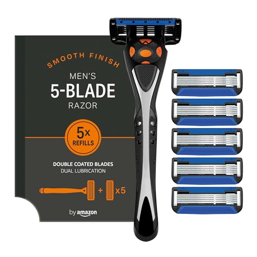 5-Blade Razor + 6 Refills by Amazon