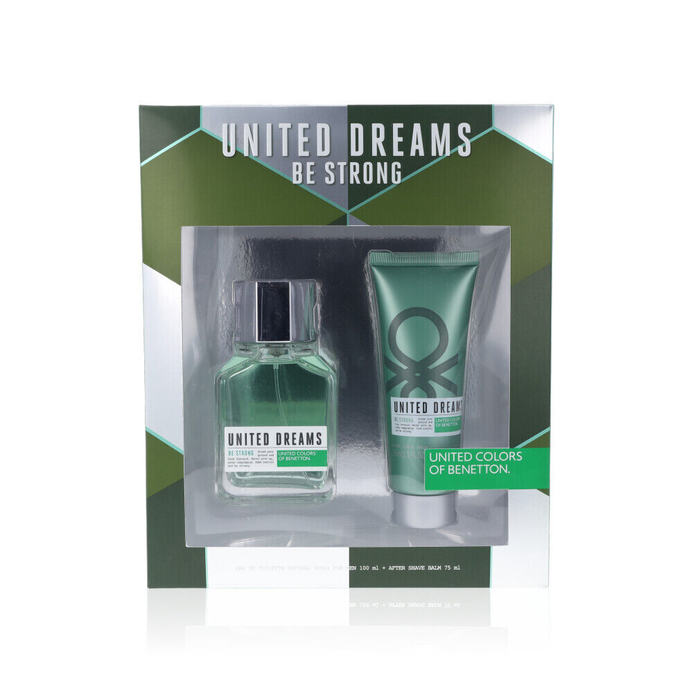 Benetton United Dreams Be Strong EDT Spray 100ml+After Shave Balm 75ml Men Gifts
