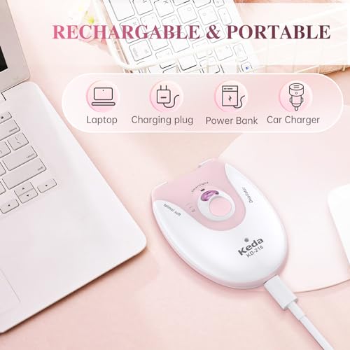 Bubbacare Cordless Facial Epilator with LED Light