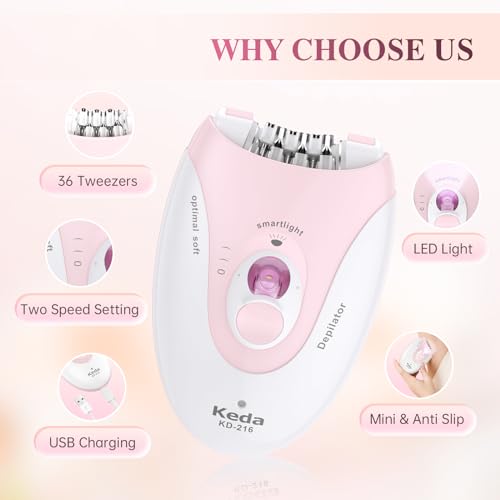 Bubbacare Cordless Facial Epilator with LED Light