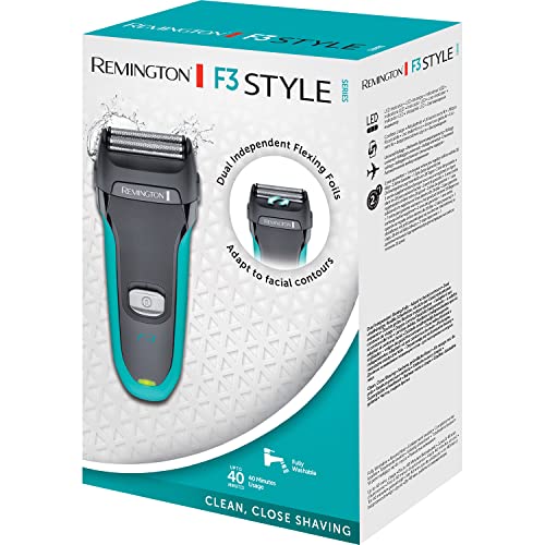 Remington F3 Style Series Electric Shaver with Pop Up Trimmer, Cordless, Rechargeable Men’s Electric Razor, F3000, Grey