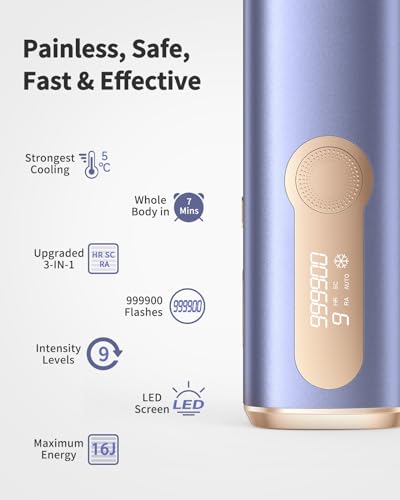 Glattol IPL Hair Removal Device with Cooling, 3-in-1