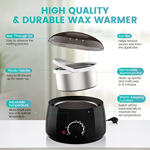 Painless Waxing Kit with Heater and Spatulas