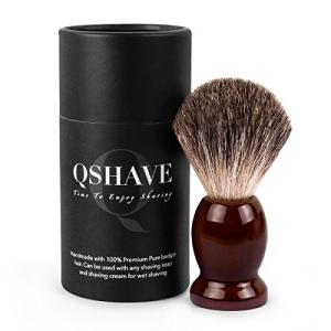 Qshave Badger Hair Shaving Brush with Wooden Handle
