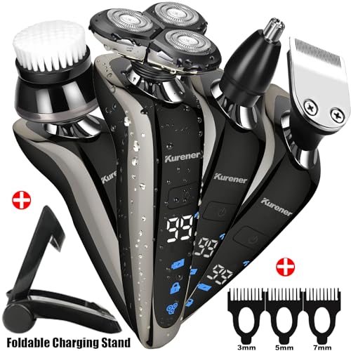 Kurener Rechargeable Waterproof Electric Shaver for Men