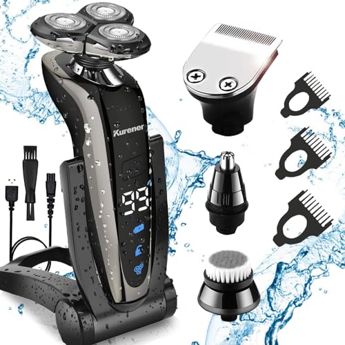 Kurener Rechargeable Waterproof Electric Shaver for Men