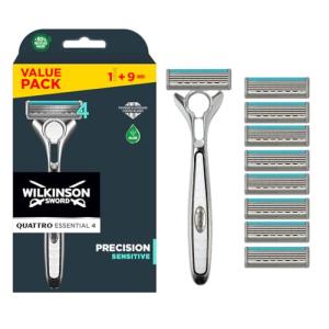 Wilkinson Sword Quattro Titanium Razor with 9 Blades