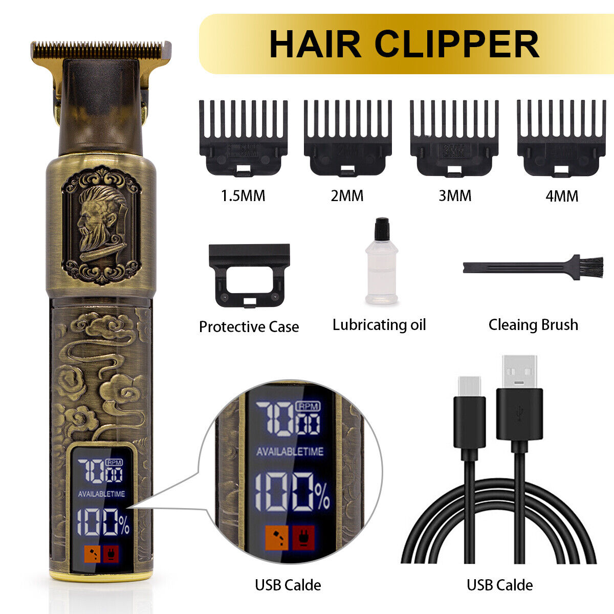 Cordless Professional Men's Hair Clippers & Trimmer