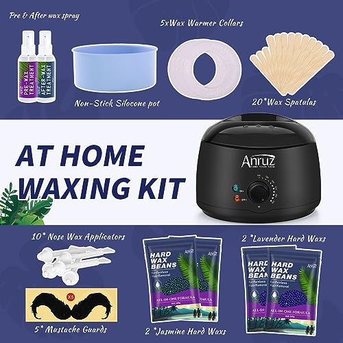 ANRUZ Waxing Kit with Silicone Bowl and Accessories